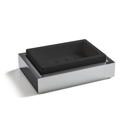 3SC SK 3.0 Мыльница настольная, композит Solid Surface, цвет: чёрный/хром