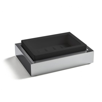 3SC SK 3.0 Мыльница настольная, композит Solid Surface, цвет: чёрный/хром