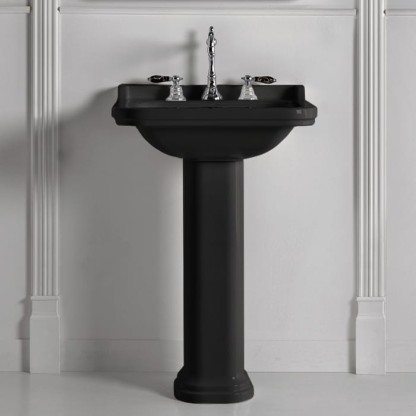 Kerasan Waldorf Раковина 60х55 см, 1 отв., с пьедесталом, керамическая, цвет: черный/хром