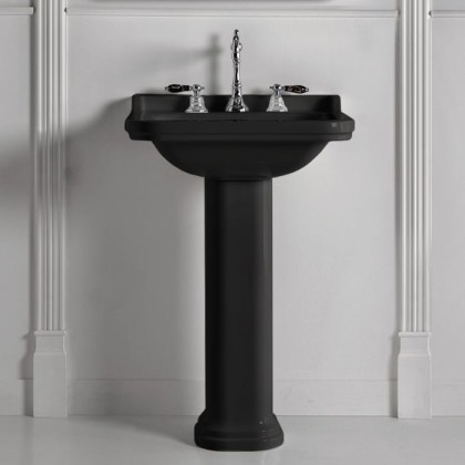 Kerasan Waldorf Раковина 60х55 см, 1 отв., с пьедесталом, керамическая, цвет: черный/хром