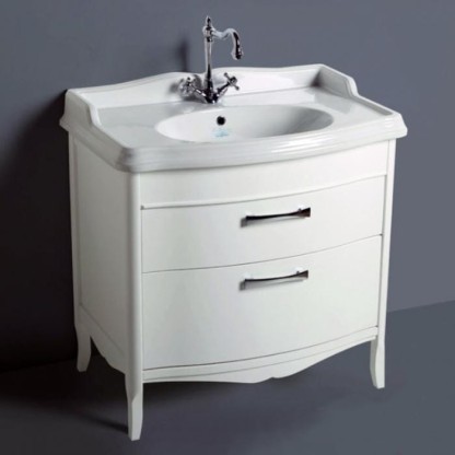 SIMAS Arcade Комплект мебели с двумя выдвижными ящиками, фурнитура хром с раковиной AR864, 90см, напольная, Цвет: белый