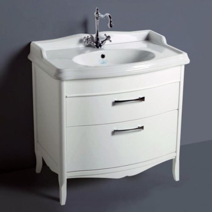 SIMAS Arcade Комплект мебели с двумя выдвижными ящиками, фурнитура хром с раковиной AR864, 90см, напольная, Цвет: белый