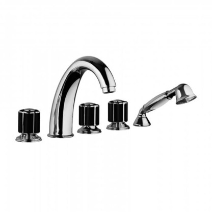 Смеситель для ванны Bongio Fleur Noir, цвет: хром/черный фарфор