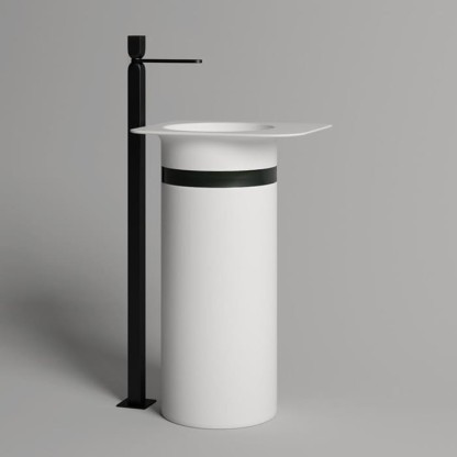 Salini Ninfea Раковина напольная 54.5х44.7х88cм, без отв.под смеситель, донный клапан "Up&Down", сифон, S-Stone, цвет: белый матовый