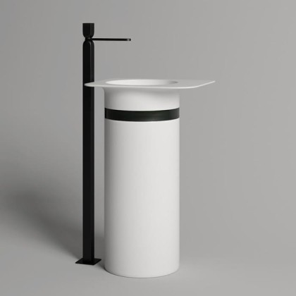 Salini Ninfea Раковина напольная 54.5х44.7х88cм, без отв.под смеситель, донный клапан "Up&Down", сифон, S-Stone, цвет: белый матовый