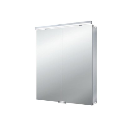 EMCO Flat Зеркальный шкаф 60х72.7см., LED-подсветка, 2 двери, 2 полки, розетка, с нижней подсветкой