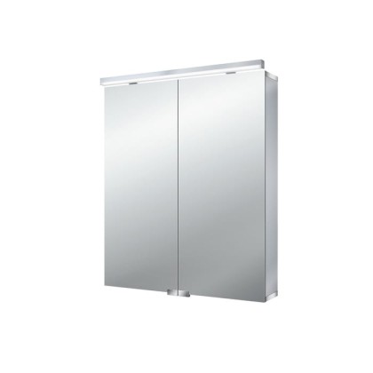 EMCO Flat Зеркальный шкаф 60х72.7см., LED-подсветка, 2 двери, 2 полки, розетка, с нижней подсветкой