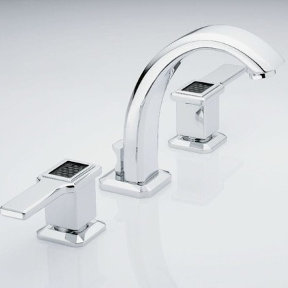 THG M?tropolis ? manettes cristal noir Смеситель для раковины, на 3 отв., цвет: хром/черный хрусталь