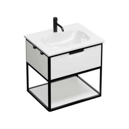 Burgbad Vry Комплект мебели 63х49.6х60cм., подвесной, 1 ящик, 1 полка, с 1 отв., цвет: белый матовый