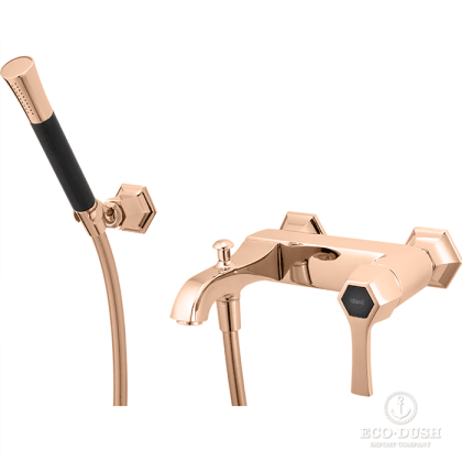 CISAL Cherie Смеситель для ванны однорычажный, с душевым комплектом, цвет: розовое золото/черный