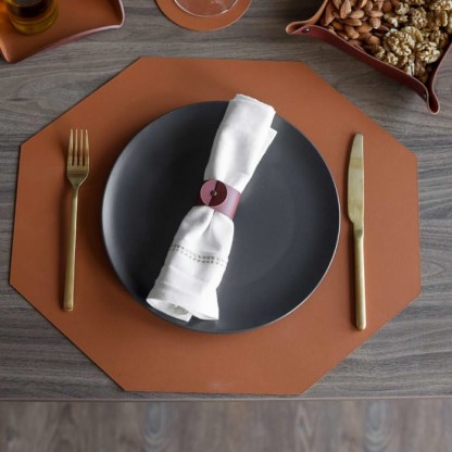 ADJ Шестиугольный плейсмат, 44,5x38 см., цвет: коньяк/бордо