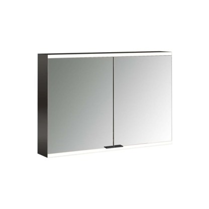 Emco Prime Зеркальный шкаф 100см., с подсветкой LED2 Facelift навесная модель, 2-дверки, IP 20, цвет черный зеркальная задняя стенка