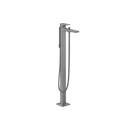 Hansgrohe Metropol Смеситель для ванны, на 1 отв, напольный, с ручным душем, излив 235мм, цвет: шлифованный черный хром