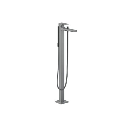 Hansgrohe Metropol Смеситель для ванны, на 1 отв, напольный, с ручным душем, излив 235мм, цвет: шлифованный черный хром
