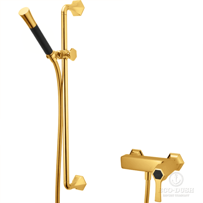 CISAL Cherie Смеситель для душа однорычажный, с душевым комплектом, цвет: золото/черный