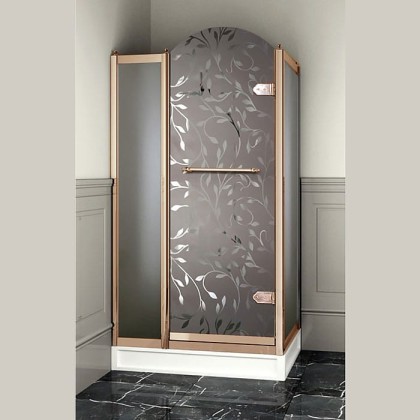 Devon&Devon Savoy Душевое ограждение прямоугольное Y70 69х109см., с декоративными элементами,стекло с декором 4T, цвет: золото