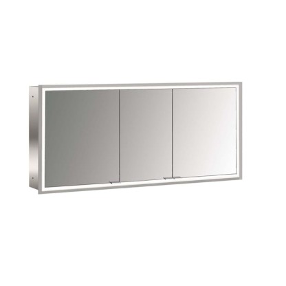 Emco Prime Зеркальный шкаф 140см., с подсветкой LED Facelift встраив. модель, 3-дверки, IP 20 задняя панель  цвет белый