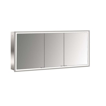 Emco Prime Зеркальный шкаф 140см., с подсветкой LED Facelift встраив. модель, 3-дверки, IP 20 задняя панель  цвет белый