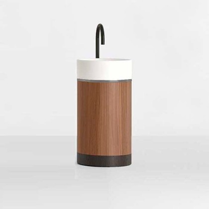 NOORTH milldue edition ROMA II Раковина 45х88 см, без отв., напольная, с донным клапаном, цоколь Noce Canaletto, вставка: Platino, цвет: белый матовый