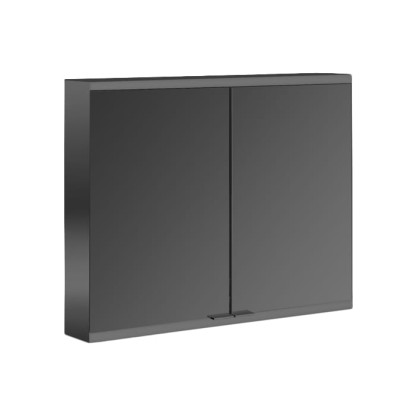 EMCO Prime2 Зеркальный шкаф 80x70см., с подсветкой, навесной, 2 двери, 2 полки, розетка, цвет: черный