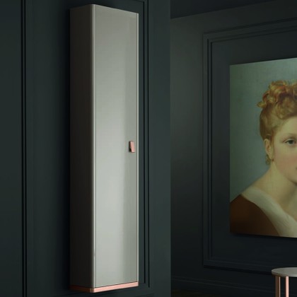 Milldue Edition Tailor Шкаф-пенал 36х23х180см., подвесной, левый, ручка матовое розовое золото, цвет: глянцевый Argilla