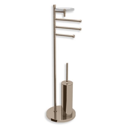 Bertocci Cinquecento Напольная стойка с ершиком и бумагодержателем, п/держателем и мыльницей, цвет: nichel mat