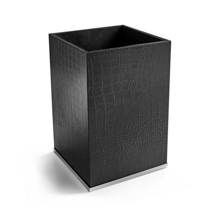 3SC Cocco Ведро без крышки 20х20хh30см, отделка: черная кожа, цвет: хром