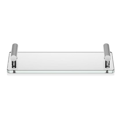 Decor Walther Club Tab Поднос с ручками, стеклянный, настольный, цвет: хром / прозрачное стекло