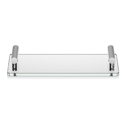 Decor Walther Club Tab Поднос с ручками, стеклянный, настольный, цвет: хром / прозрачное стекло