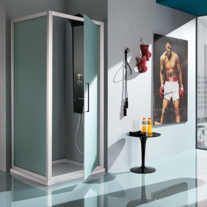 SAMO Europa Душевой угло 86-92х200см., профиль хром, прозрачное стекло c боковой стенкой 87-90х200, профиль хром, прозрачное стекло (Возможна комплектация с гидромассажем!)