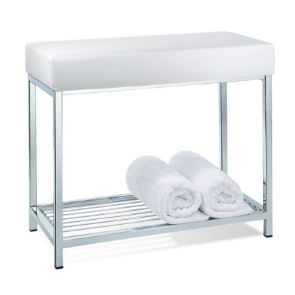 Decor Walther DW 77 Скамья с полочкой 60x30x52см, напольная, цвет: хром / белый