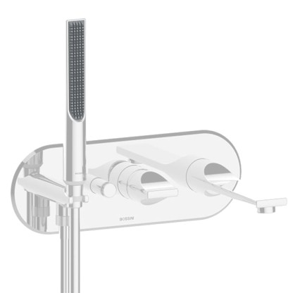 Bossini Apice Смеситель для ванны встраиваемый, однорычажный, с ручным душем Slim и шлангом 1500 мм., цвет: белый матовый