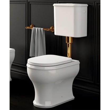 Azzurra Charme Унитаз напольный 52x40 см, 3L Water Saving, слив универсальный, сиденье микролифт, с креплением VFV, цвет: Bianco lucido/бронза