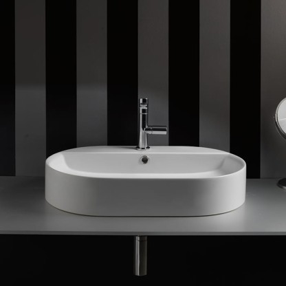 Kerasan Ciotola Раковина-чаша 65х40х12 см, 1 отв., с переливом, цвет: белый матовый