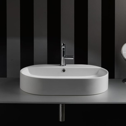 Kerasan Ciotola Раковина-чаша 65х40х12 см, 1 отв., с переливом, цвет: белый матовый