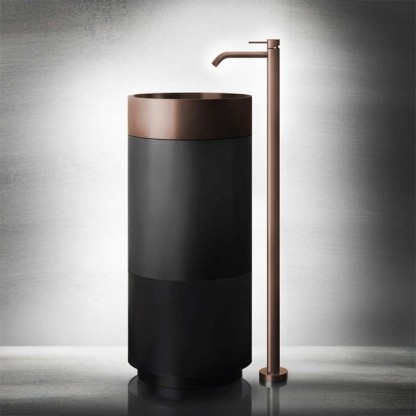 Gessi 316 Раковина 40x90 см, без отв., напольная, отдельностоящая, с сифоном, слив в пол, цвет: Copper brushed pvd