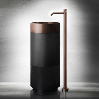 Gessi 316 Раковина 40x90 см, без отв., напольная, отдельностоящая, с сифоном, слив в пол, цвет: Copper brushed pvd