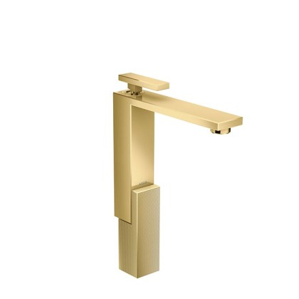 Axor Edge Смеситель для раковины, на 1 отв., с донным клапаном push/open, излив 180мм, алмазная огранка, цвет: золото