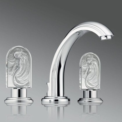 THG Na?ade Смеситель для раковины, 3 отв., цвет: хром/прозрачный хрусталь