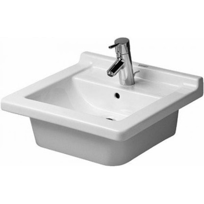 Duravit Starck 3 Раковина 48x46.5 см, 1 отв., шлифованная, с переливом, цвет: белый