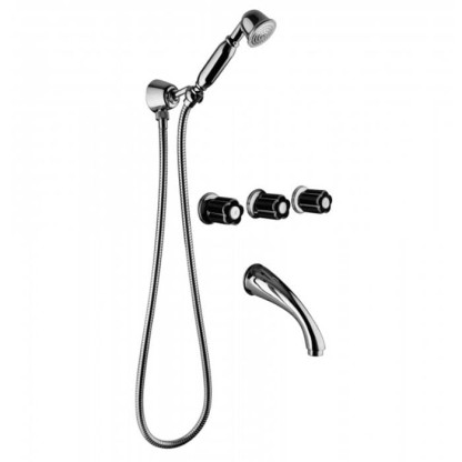 Смеситель для ванны Bongio Fleur Noir, цвет: хром/черный фарфор