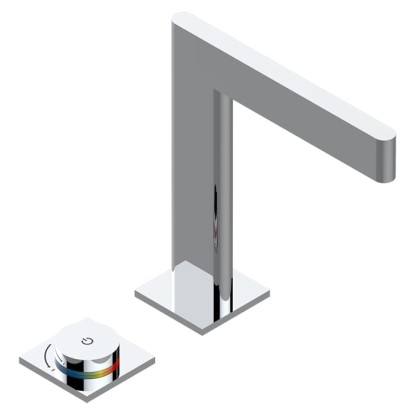 THG ICON-X TITANE A MANETTES Смеситель для раковины, 2 отв., электронный, с донным клапаном, цвет: хром