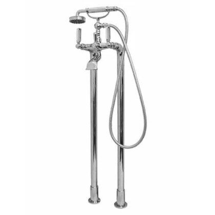 Bossini Liberty Смеситель для ванны, напольный, высота 890 мм, Душевая лейка Libertyцвет:Gom и шланг дв. фальцевание латунь, 150 см  1/2 ”FF, цвет: хром