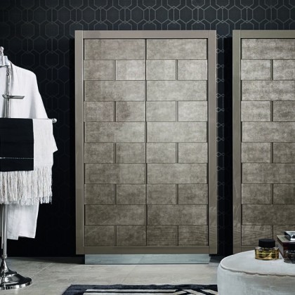 VITAGE milldue edition RITZ Шкаф-пенал 96х32х158.5см, напольный, рама глянц. лак Castoro, цвет: Alligator gold