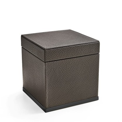 3SC Milano Коробочка универсальная, 14х14хh14см, с крышкой, настольная, цвет: коричневая эко-кожа/черный матовый