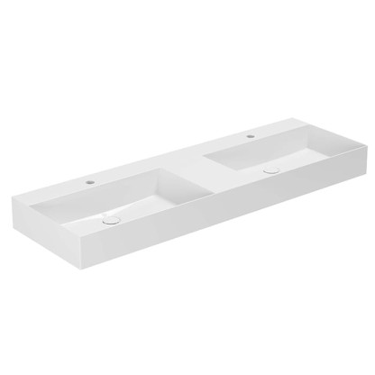 Azzurra Elegance Squared Раковина подвесная/накладная, 142x45xH12,5 см, 2 отв., двойная, цвет: Bianco lucido