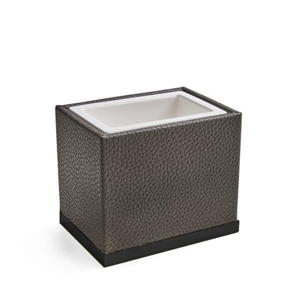 3SC Milano Стакан настольный,  цвет: коричневая эко-кожа/черный матовый