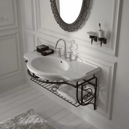 Globo Paestum Консоль подвесная 110x60x60см, с раковиной на 1 отв, цвет: состаренный металл