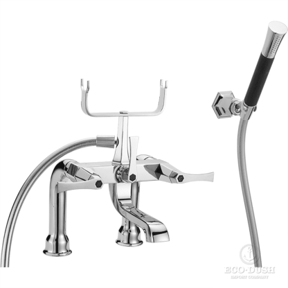CISAL Cherie Смеситель на борт ванны двухрычажный, с душевым комплектом, цвет: хром/черный