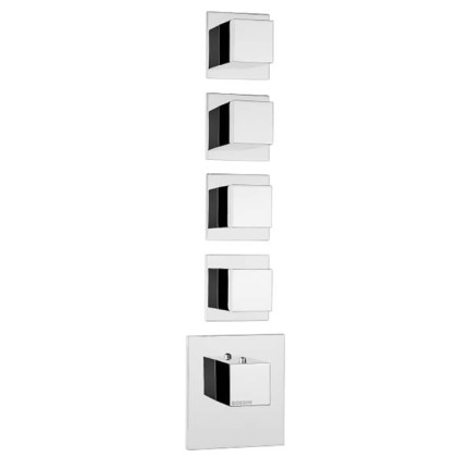 Bossini Cube Термостат для душа, встраиваемый, с девиаторм/3 запорных вентиля на 5 выходов, уст-ка верт/гор., цвет: хром